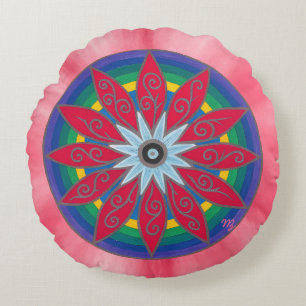 Geometrische Pinata-Blume Rundes Kissen