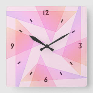 geometrische Pink-Wand-Uhr Quadratische Wanduhr