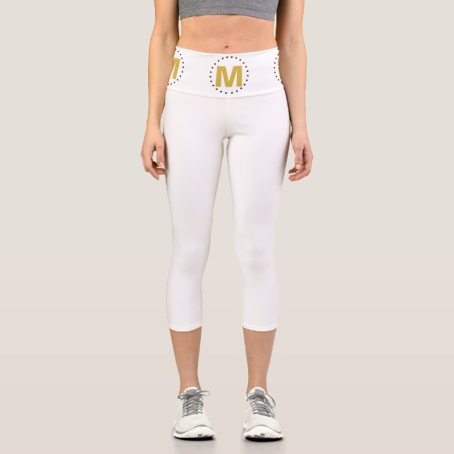 Geometrische Polka-Punkte für Goldmonogramm Capri Leggings (Vorderseite)