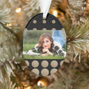 geometrische Pollka-Punkte aus schwarzem Glitzer Ornament