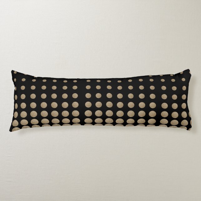 geometrische Pollka-Punkte aus schwarzem Glitzer Seitenschläferkissen (Vorderseite)