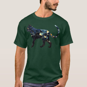 Geometrische Polygonale Dreiecke Muster Katzengesc T-Shirt