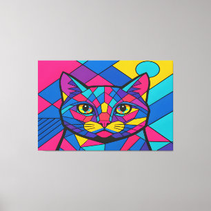 Geometrische Pop-Art-Katze Leinwanddruck
