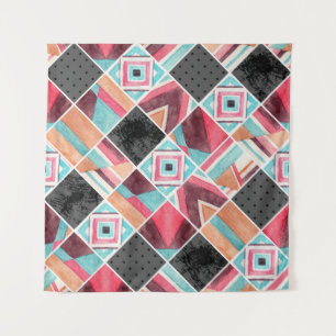 Geometrische Quadrate, Aquarellmuster Wandteppich