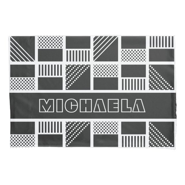 Geometrische Quadrate für benutzerdefinierte Monog Kissenbezug (Vorderseite)