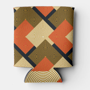 Geometrische Quadrate im Retro: Vintages Muster. Dosenkühler