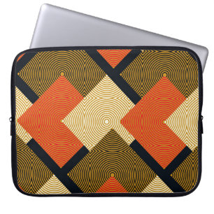 Geometrische Quadrate im Retro: Vintages Muster. Laptopschutzhülle