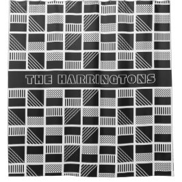 Geometrische Quadrate mit individuellem Monogramm- Duschvorhang