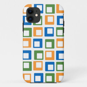 Geometrische Quadrate Orange Green Blue iPhone 11 Hülle