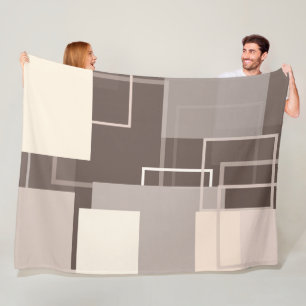 Geometrische Quadrate - Schokolade und Creme Fleecedecke