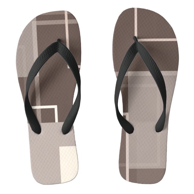 Geometrische Quadrate - Schokolade und Creme Flip Flops (Fußbett)