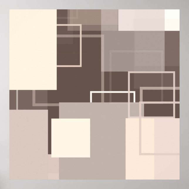 Geometrische Quadrate - Schokolade und Creme Poster (Vorne)