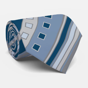 Geometrische Quadrate und Streifen, Navy Blue, Gra Krawatte