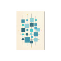 Geometrische Quadrate von MCM - blaues Poster