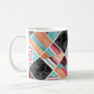 Geometrische Quadrate, Wasserfarben-Patchwork Kaffeetasse