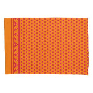 geometrische quadratische Punkte   Rosa Orange Kissenbezug