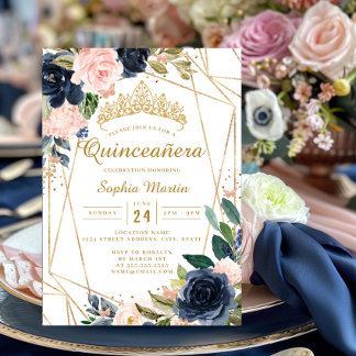 Geometrische Quinceanera-Quinta Einladung