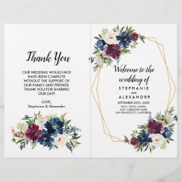 Geometrische Rahmen Burgundy Navy-Blume Hochzeit