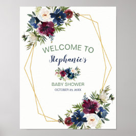 Geometrische Rahmen Burgundy Navy Blume Kinderdusc Poster