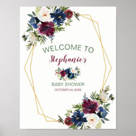 Geometrische Rahmen Burgundy Navy Blume Kinderdusc Poster