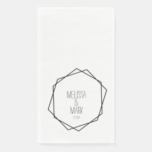 Geometrische Rahmen für Hochzeiten Schwarz-weiß Serviette