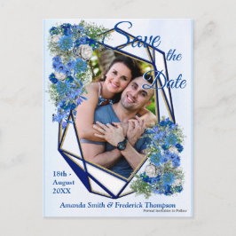 Geometrische Rahmen und Blüten für die goldene Nav Ankündigungspostkarte