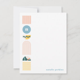 Geometrische Rainbow Monogram Stationery - Gelb