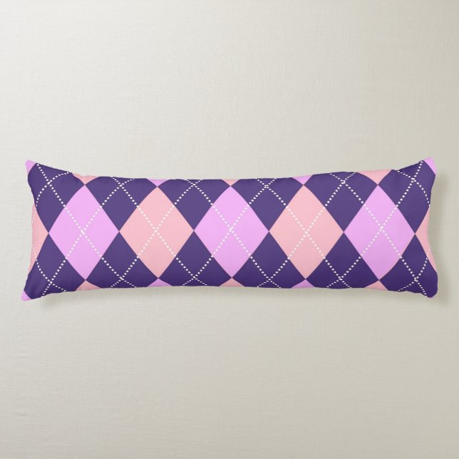 Geometrische Raute Blau Lila Y2K-Muster Seitenschläferkissen (Vorderseite)