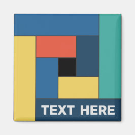 Geometrische Rechtecke (ver7) mit beliebigem Textm Magnet