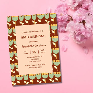 Geometrische Retro-Blume Bauhaus Brown Geburtstag Einladung