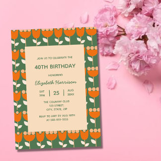 Geometrische Retro-Blume Bauhaus Grün Geburtstag Einladung