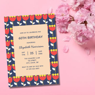 Geometrische Retro-Blume Bauhaus Peach Birthday Einladung