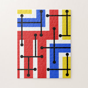 Geometrische Retro-Kunst Maze Primärfarben Puzzle
