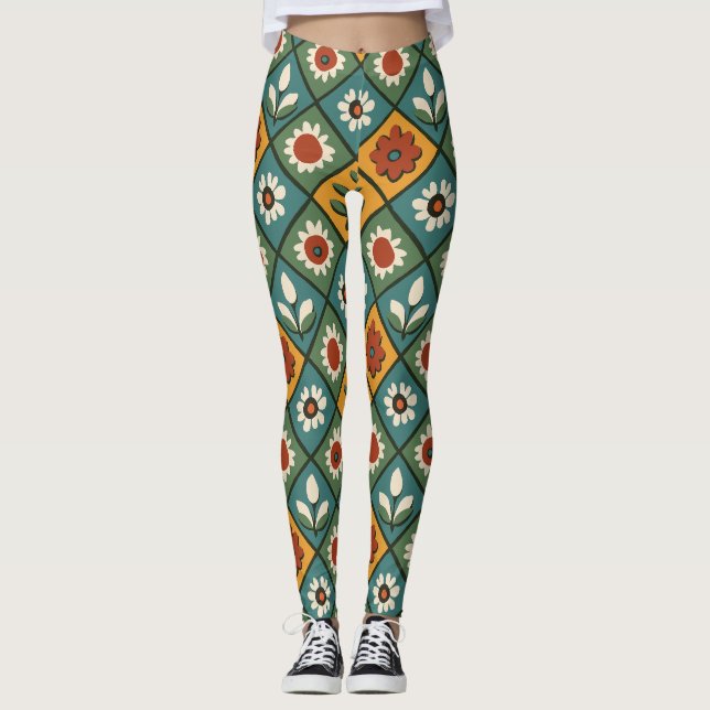 geometrische Retro-Leggings Leggings (Vorderseite)