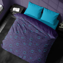Geometrische Retro-Quadrate in blauer Duvet-Abdeck