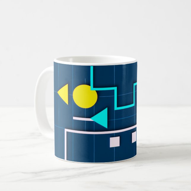 Geometrische Retro-Tech   Kaffeetasse (Vorderseite Links)