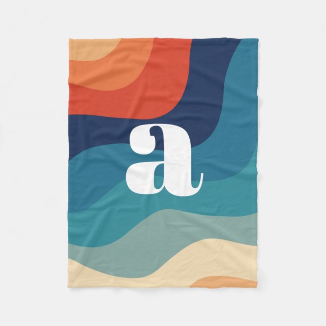 Geometrische Retro-Waves-Regenbogen-Trendy des mit Fleecedecke (Vorderseite)