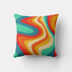 Geometrische Retro-Waves-Regenbogen-Trendy des mit Kissen
