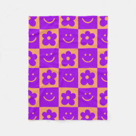 Geometrische Retrofarben 70er Fleecedecke