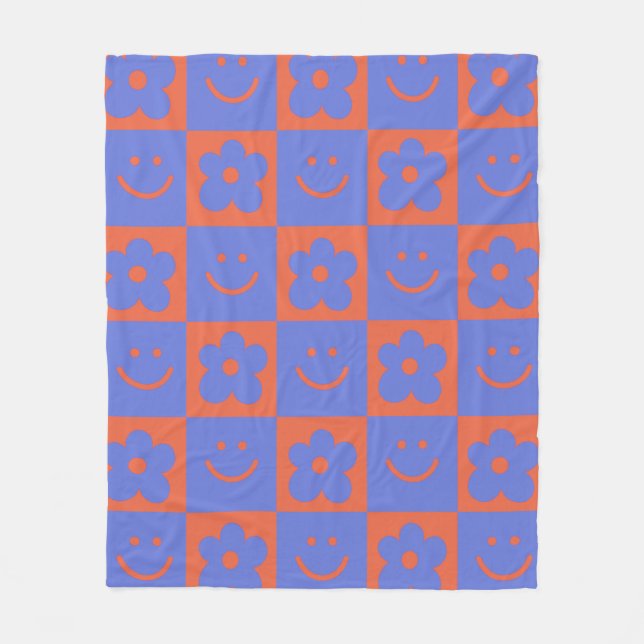 Geometrische Retrofarben 70er Fleecedecke (Vorderseite)