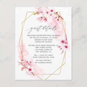 Geometrische rosa Frühlings-Kirschblüten-Hochzeit Begleitkarte