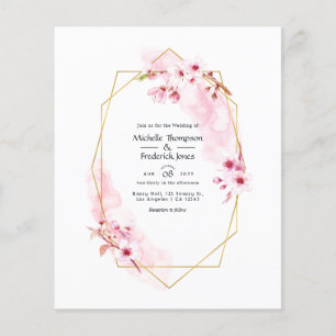 Geometrische rosa Frühlings-Kirschblüten-Hochzeit Flyer