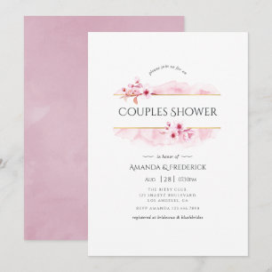 Geometrische rosa Frühlingsblüten-Paar-Dusche Einladung