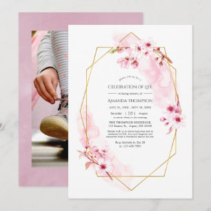 Geometrische rosa Kirschblüten-Feier des Lebens Einladung