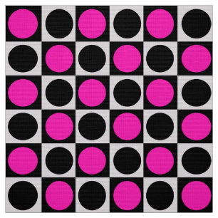 Geometrische rosa und schwarze Punkte Stoff