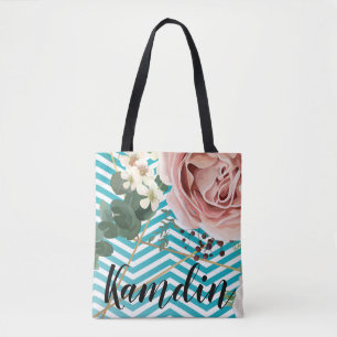 Geometrische Rose des personalisierten Tote Beutel