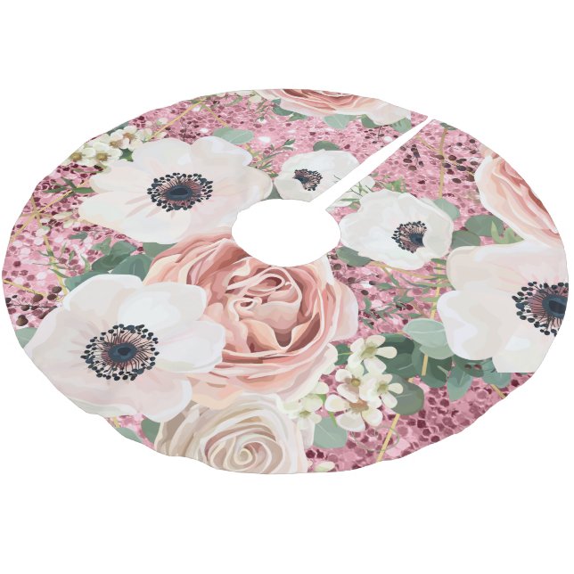 Geometrische Rose des personalisierten Treppenhaus Polyester Weihnachtsbaumdecke (Schrägansicht)