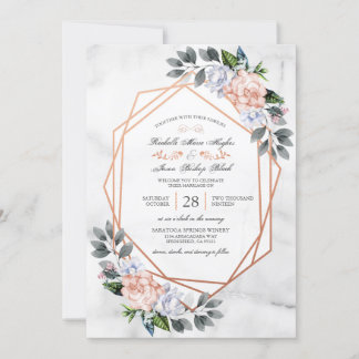 Geometrische Rose Gold Floral Wedding Einladung