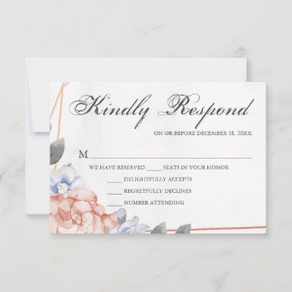 Geometrische Rose Gold Floral Wedding RSVP