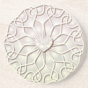 Geometrische Rose Gold LIEBE Herzmuster Getränkeuntersetzer